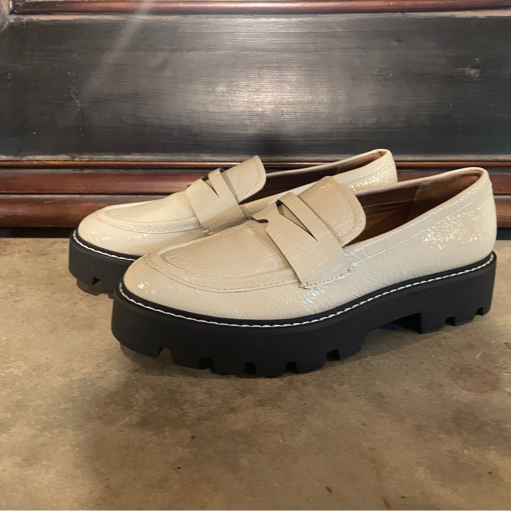 Franco Sarto Cream and Black Chunky Loafers
